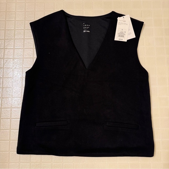Women's Sandwash Vest - A New Day: Heavyweight Doubleknit, V Neck Black Size S - Picture 2 of 6